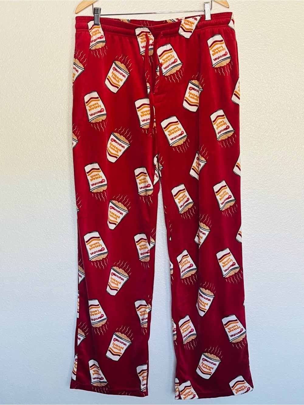 Men’s Red Novelty PJ Bottoms with Maruchan Cup Pattern
